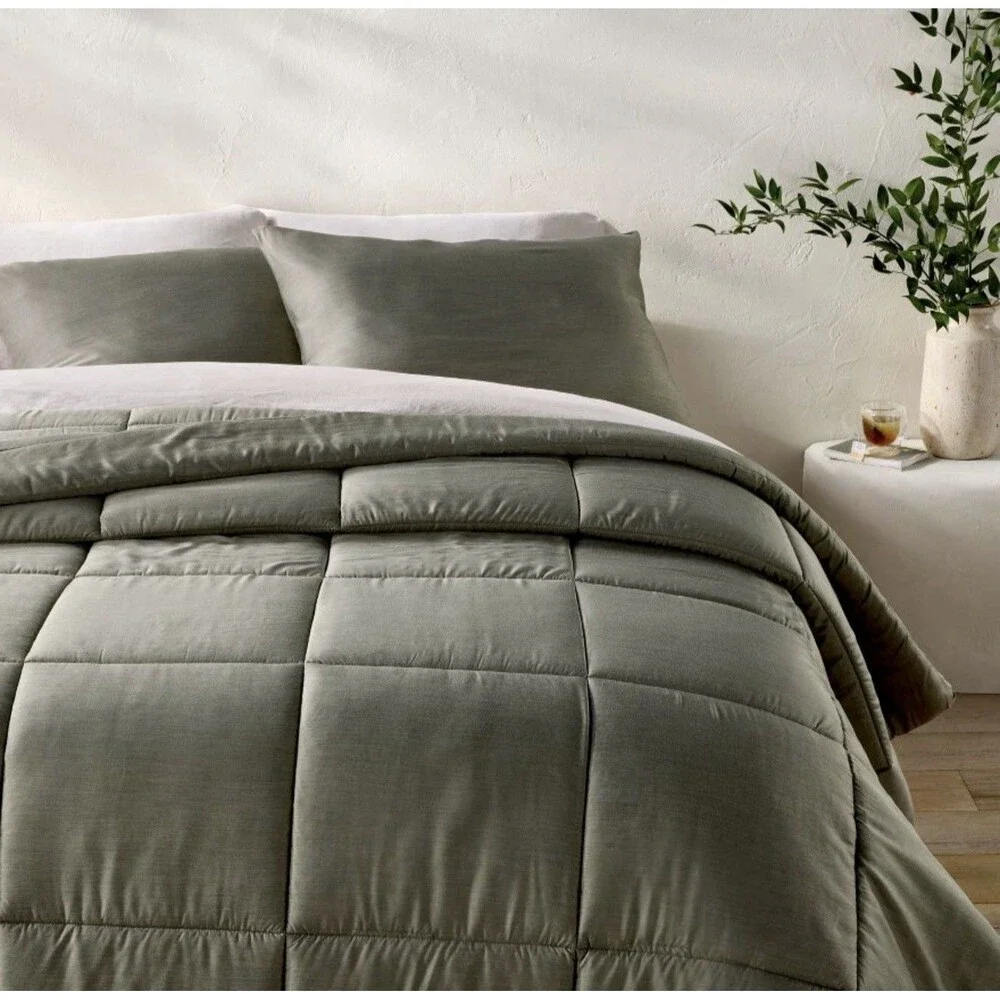 King/California King Rayon from Bamboo Comforter Set Olive Green - Casaluna NEW